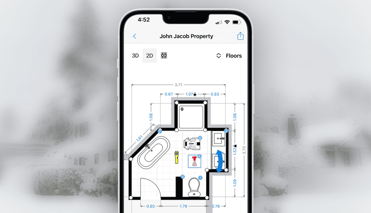 magicplan app floor plan on an iphone for restoration winter weather projects