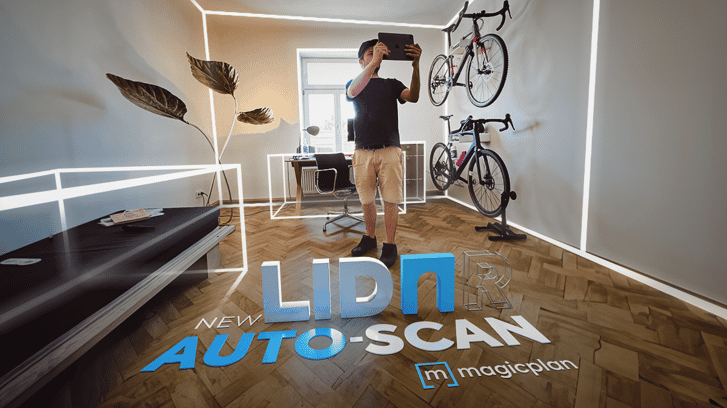 guy scanning a room with magicplan's new LiDAR auto-scan