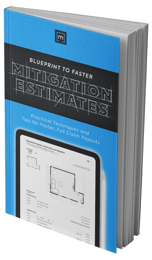 Blueprint to Faster Mitigation Estimates Guide Blue cover of ebook for restoration professionals working with Xactimate