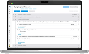 Water mitigation drying equipment placement SOP form setup on macbook
