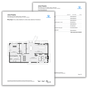 Home leak detection Plumbing Job estimate pdf Template Preview with floor plan and cost breakdown