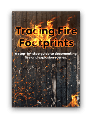 Tracing Fire Footprints Guide cover with title with fire effect and burnt wood