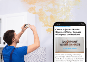 Independent Claims adjuster Documenting Water loss with phone taking pictures of walls with mold