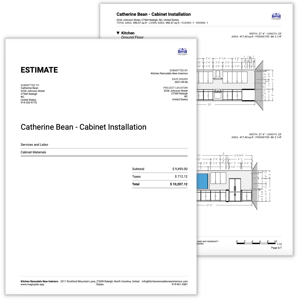 cabinet installation estimate PDF PREVIEW with cost break down, sketch and elevation view