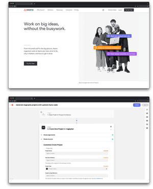 Asana platform tab and automation when creating a new task in project in Asana creating a new project in magicplan through Zapier
